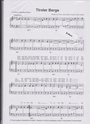 Studio-Verlag Rudi Seifert Tiroler Berge/Hände zum Himmel Noten B-Ware