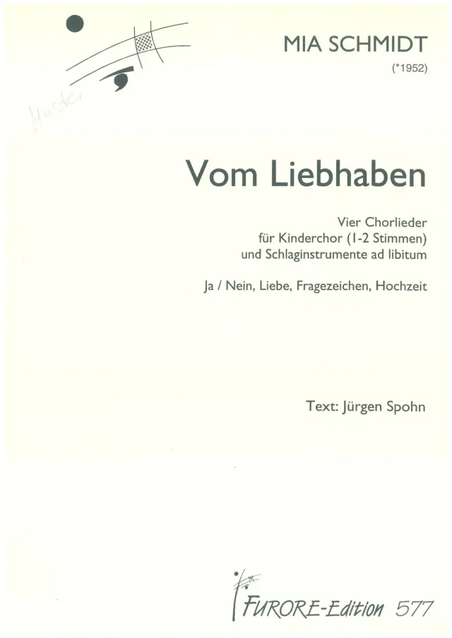 Furore Edition Vom Liebhaben Noten Kinderchor Perkussion