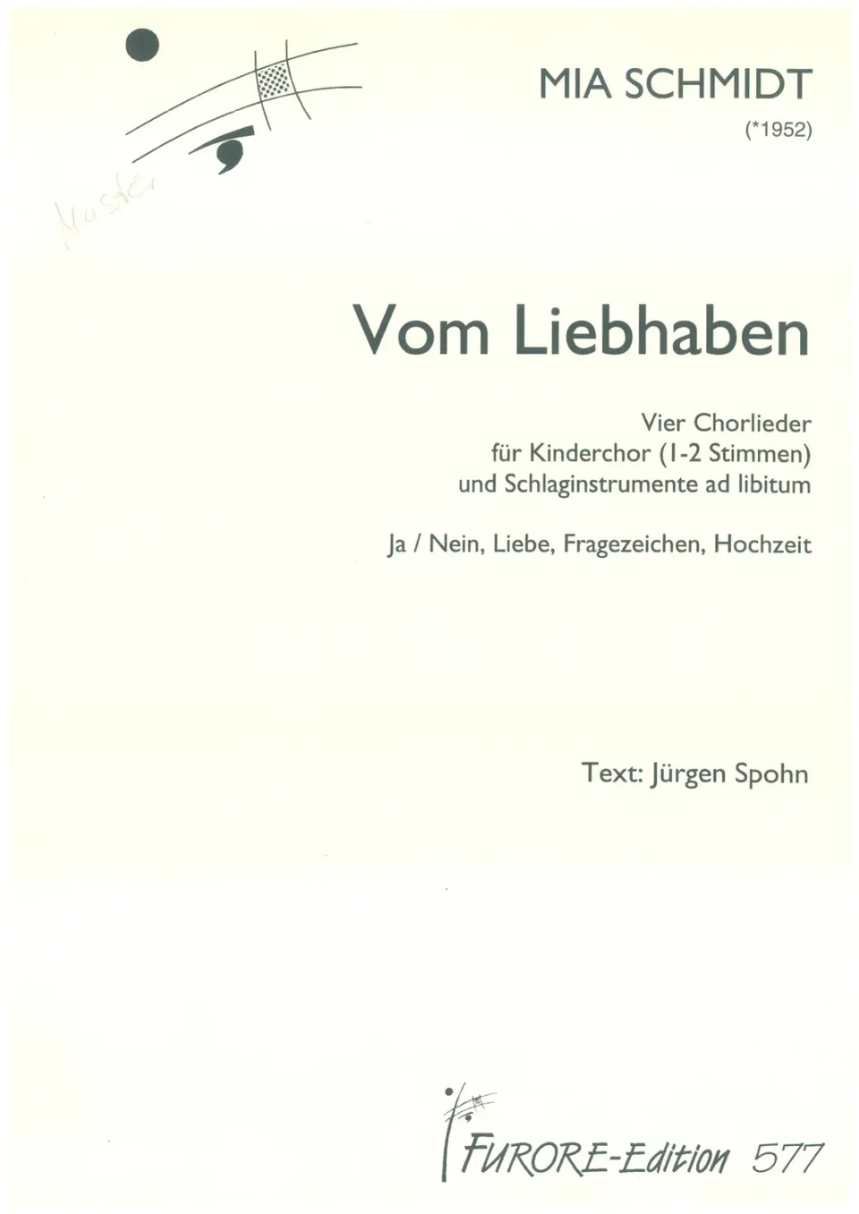 Furore Edition Vom Liebhaben Noten Kinderchor Perkussion
