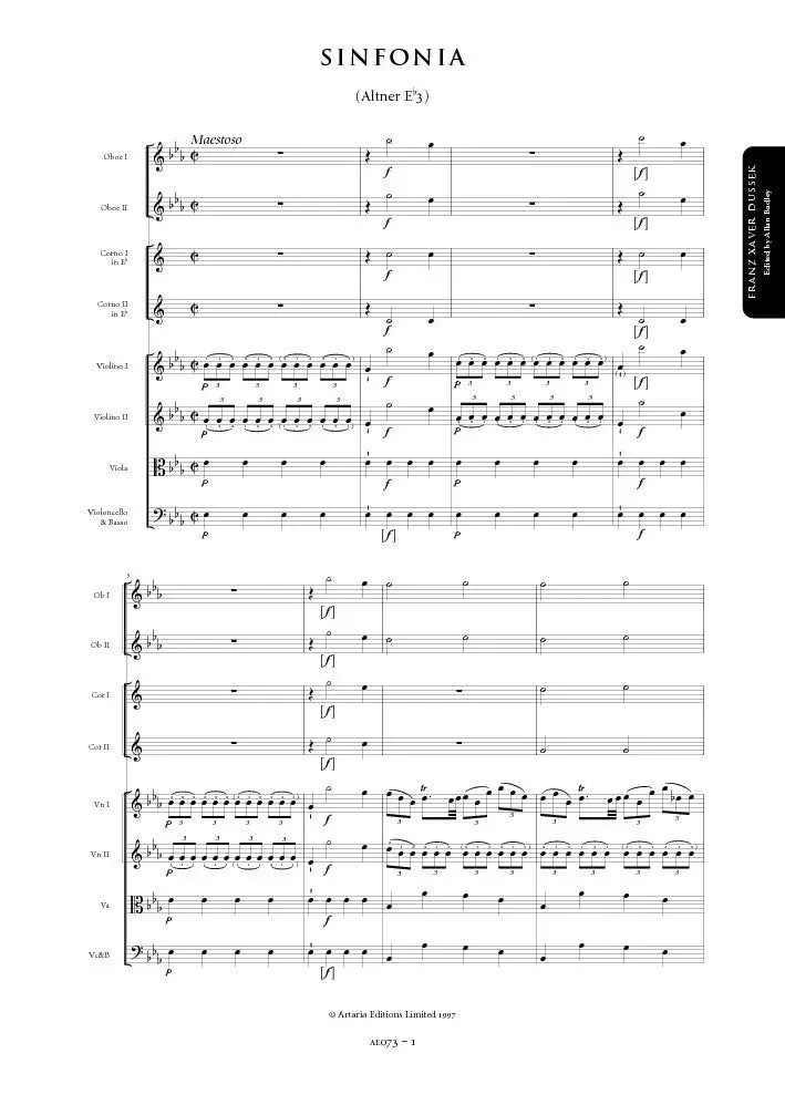 Artaria Dussek Sinfonie Es-Dur AE073 Noten