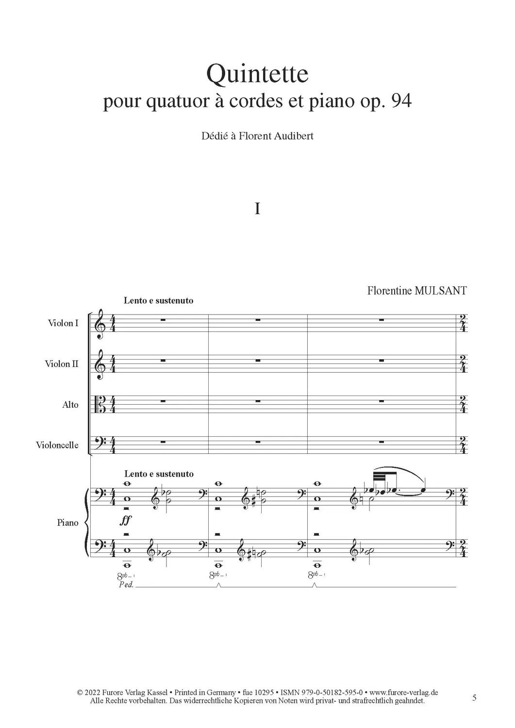 Furore Edition Quintette op. 94 Klavierquintett Noten