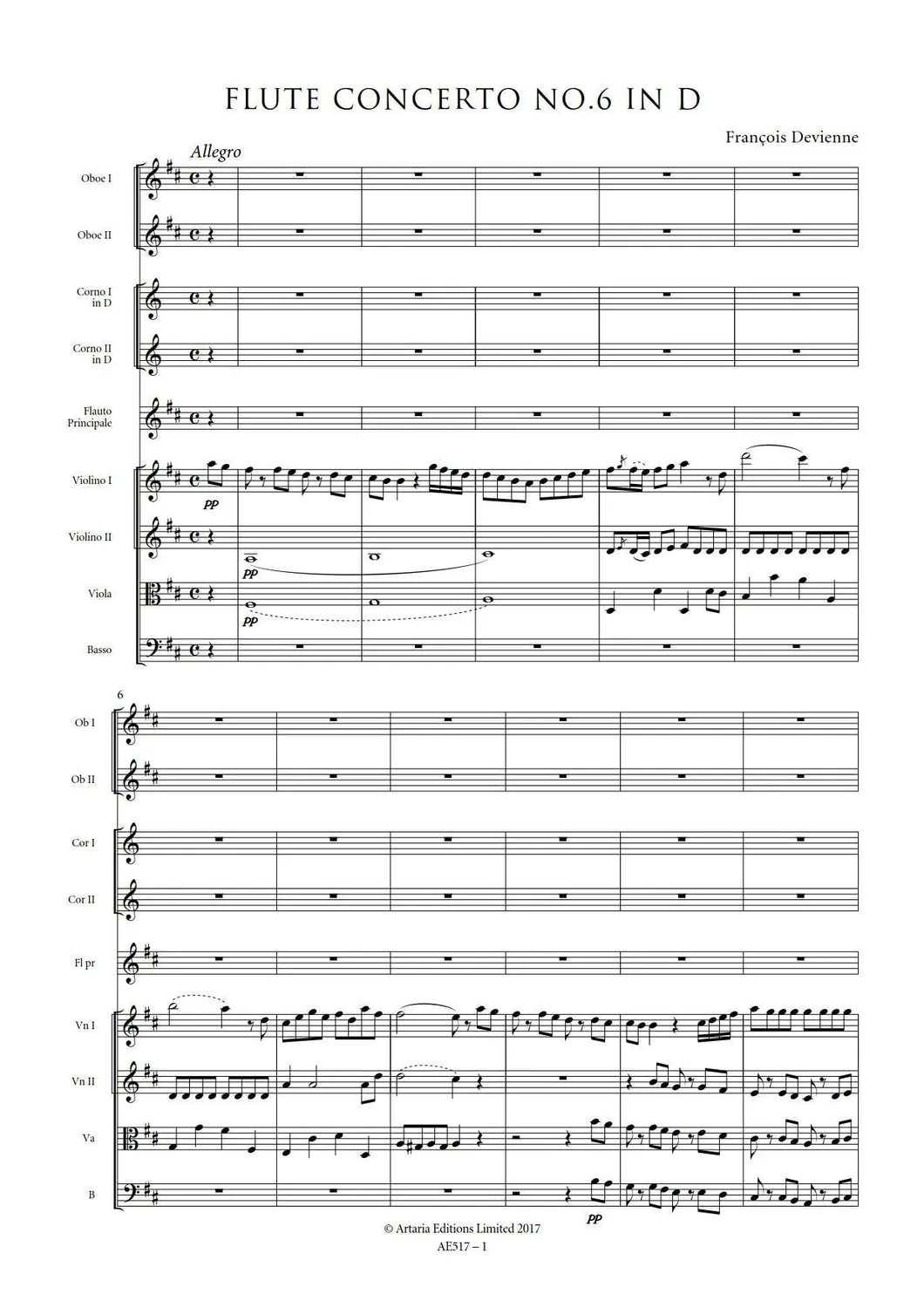 Artaria Devienne Flötenkonzerte Nr. 1–12 Noten