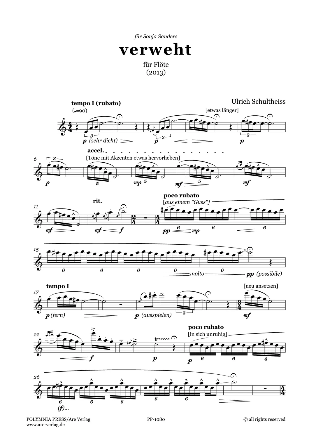 Are Musik Verlag Schultheiss verweht Noten
