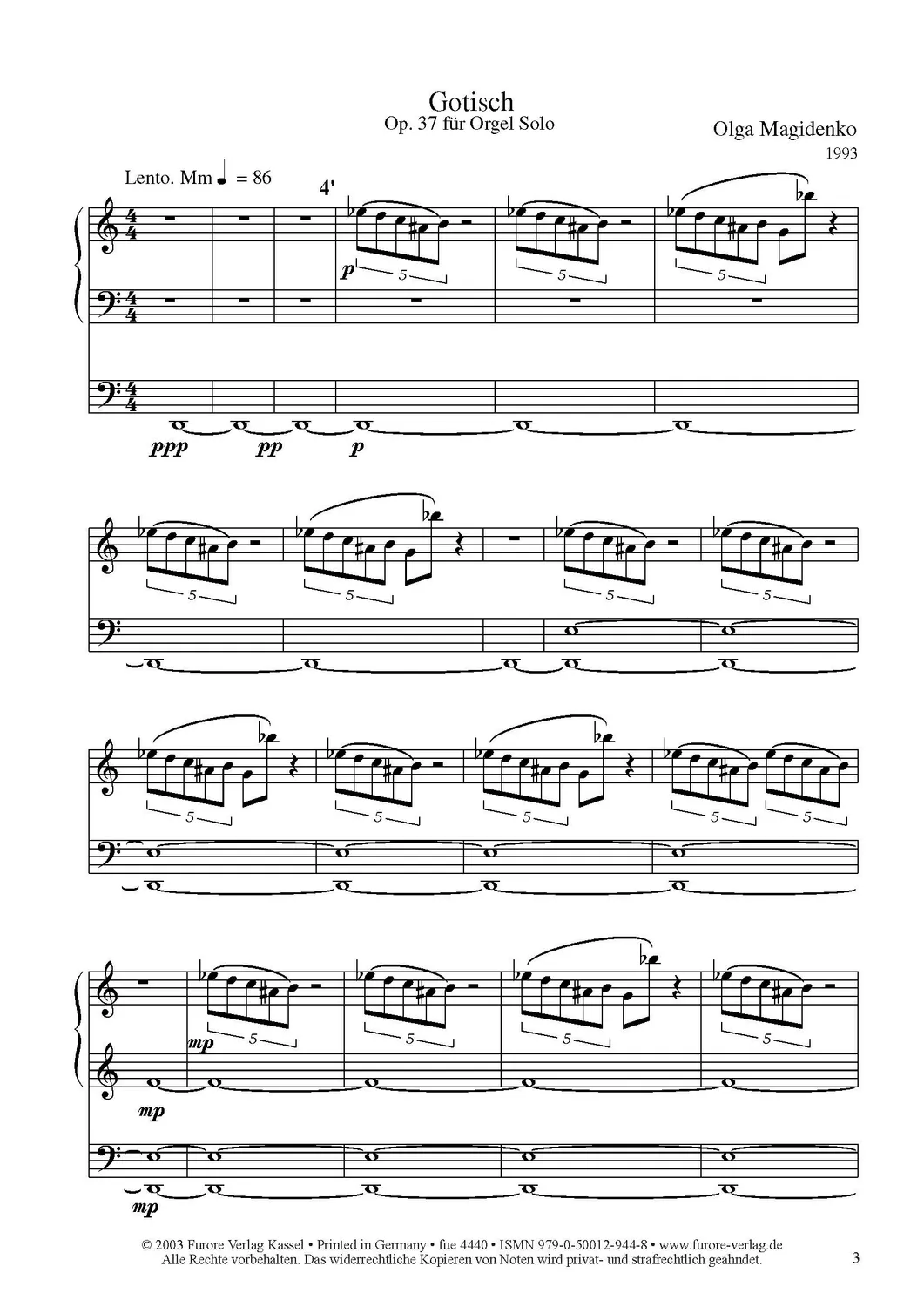 Furore Edition 4 Stücke für Orgel solo Noten Orgel solo