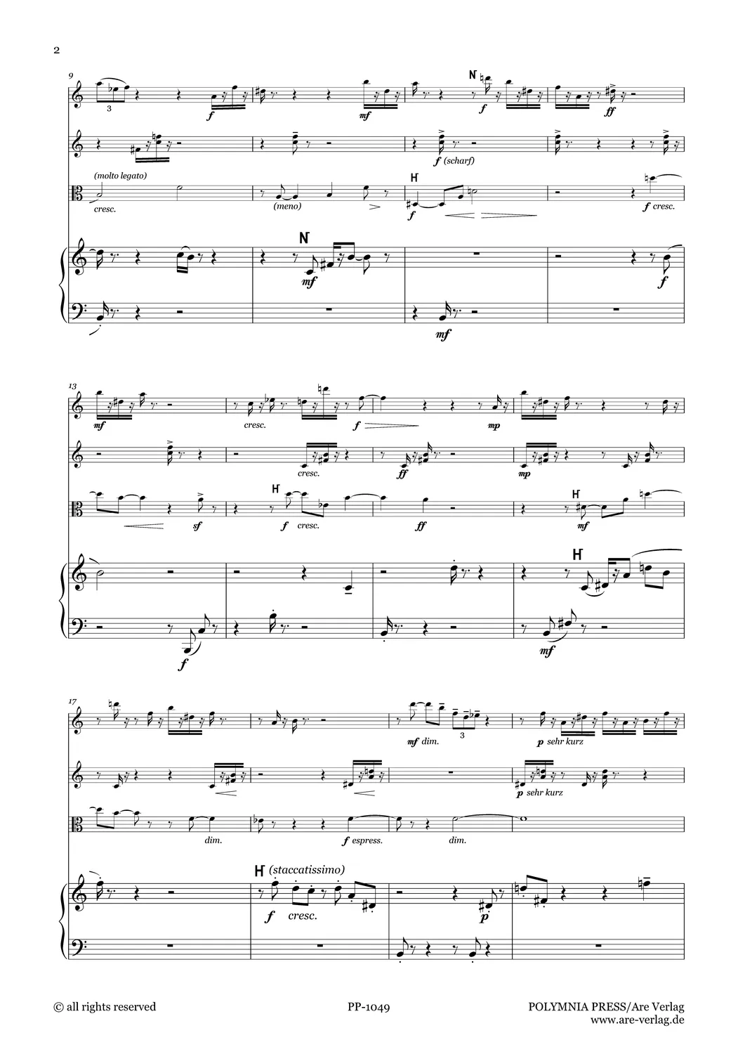 Are Musik Verlag Movimenti I-IV Noten 2 Violinen Viola Klavier