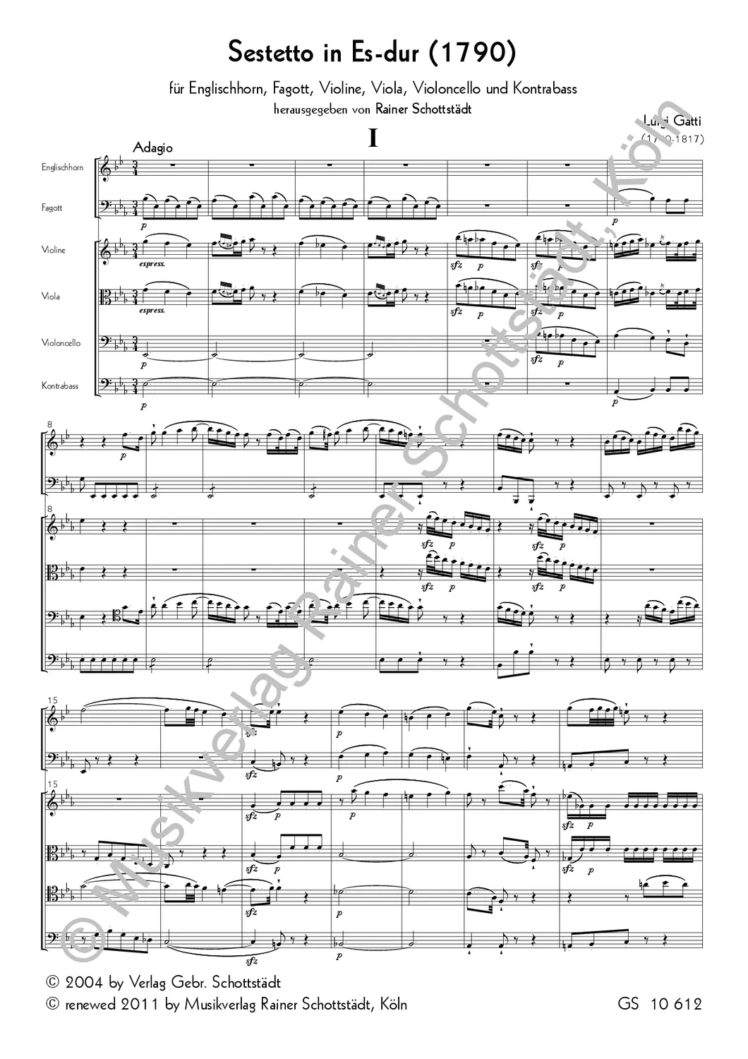 Musikverlag Rainer Schottstädt Sestetto für Englischhorn, Fagott und Streicher