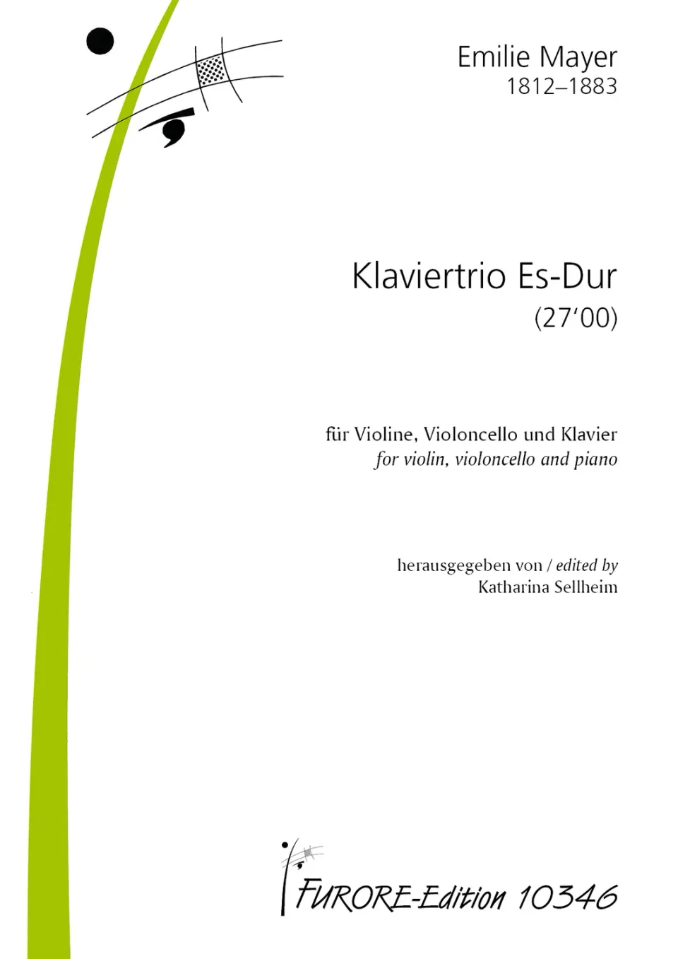 Furore Edition Piano trio E flat major Klaviertrio Noten Mayer