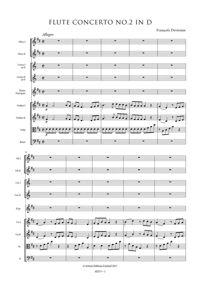 Artaria Devienne Flötenkonzert Nr.2 D-Dur AE513
