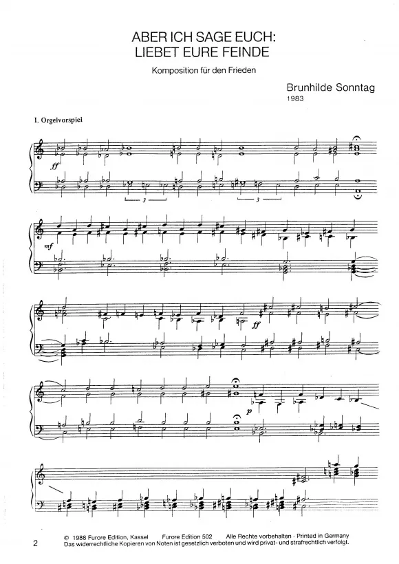 Furore Edition Liebet Eure Feinde Chorpartitur