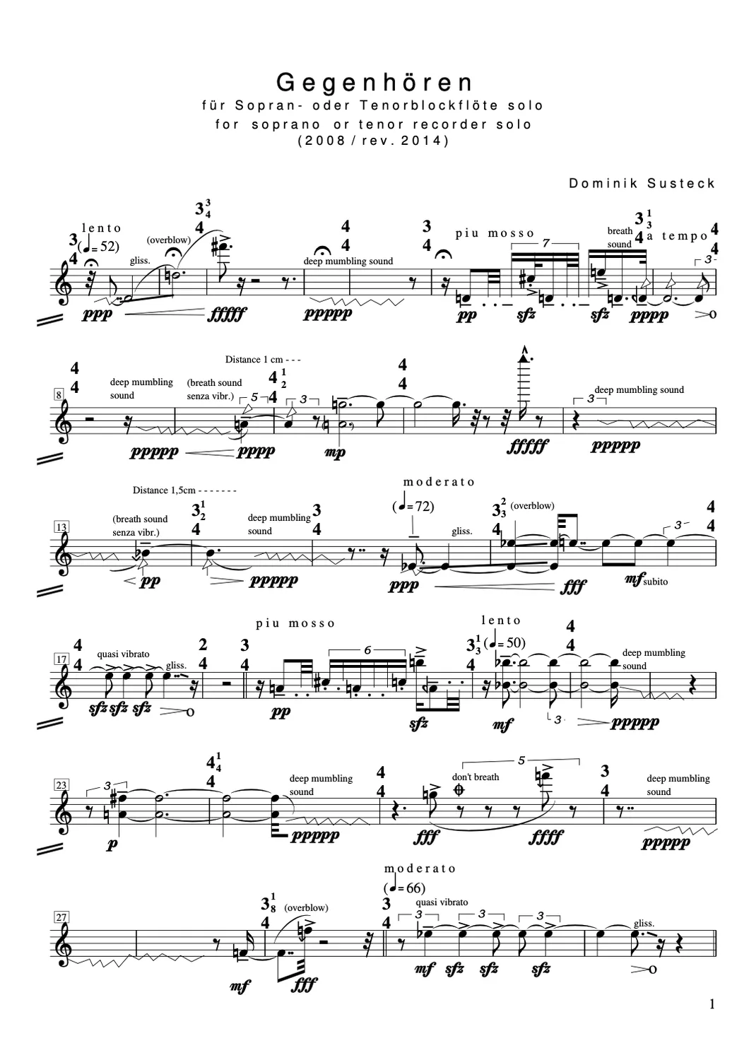 Are Musik Verlag Gegenhören (2008/2014) für Sopran- oder Tenorblockflöte Noten
