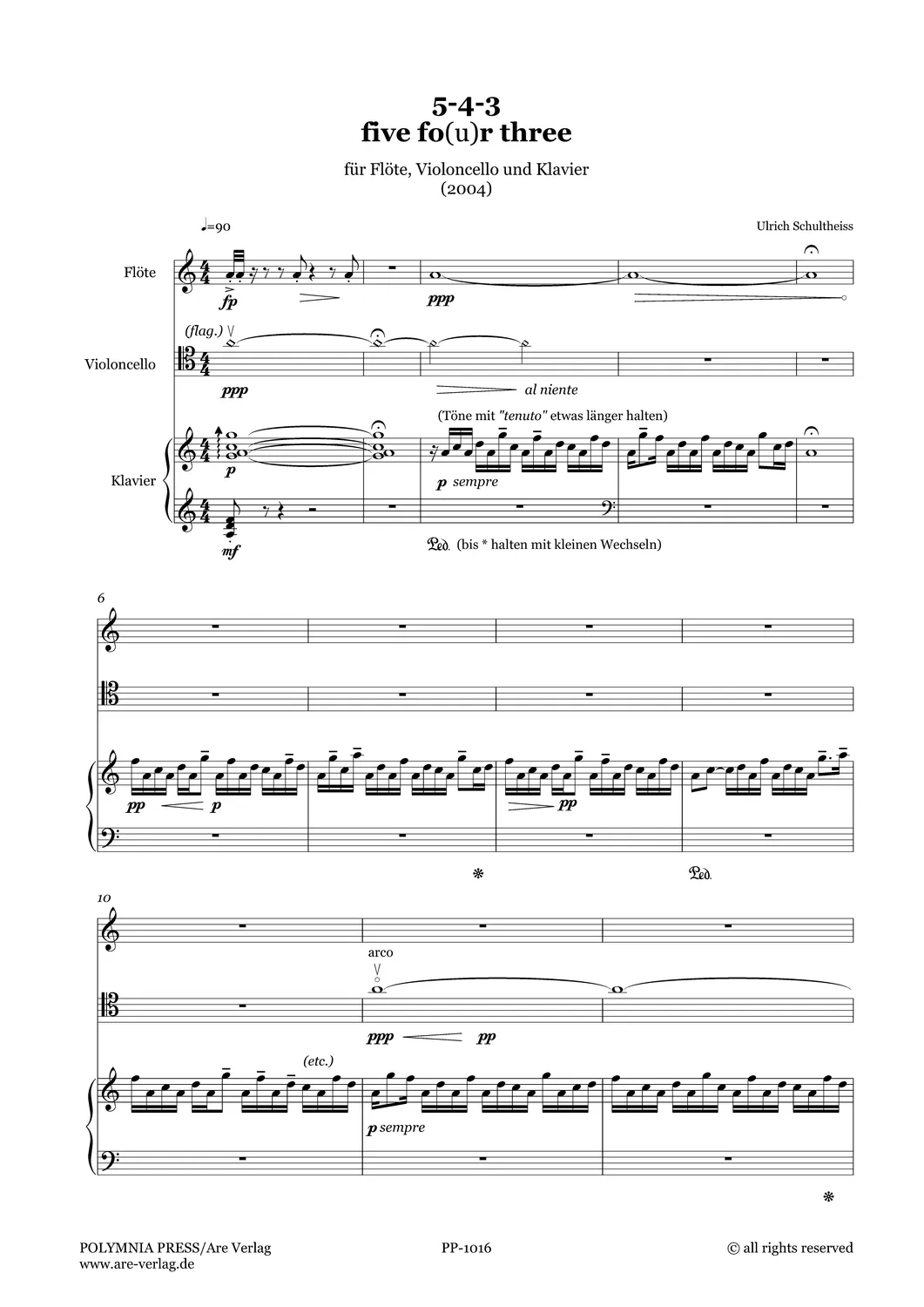Are Musik Verlag Schultheiss 5-4-3 five fo(u)r three Noten