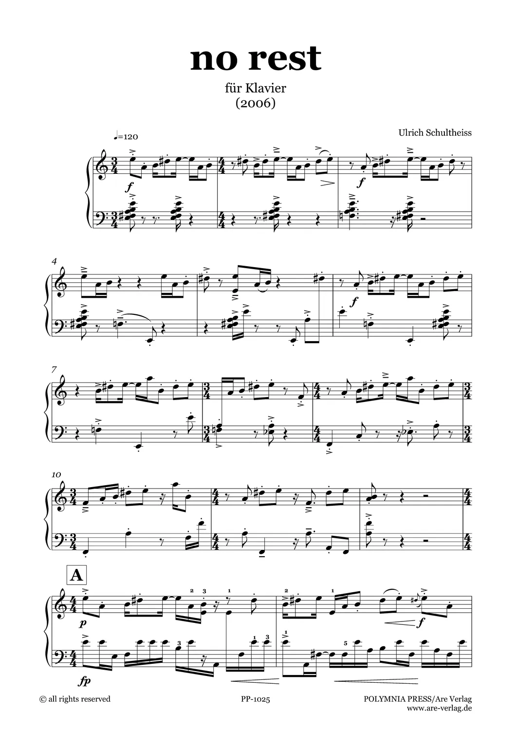 Are Musik Verlag Schultheiss no rest Noten