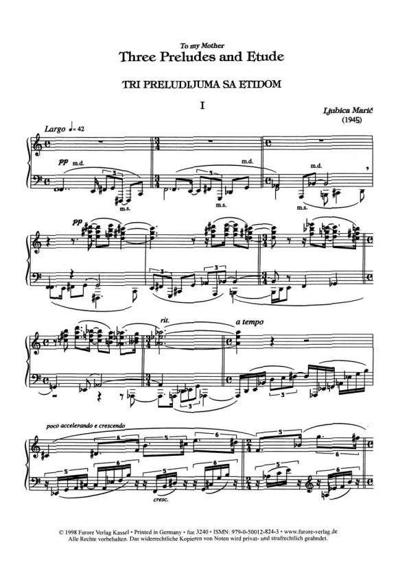 Furore Edition Klaviermusik I Partitur für Klavier