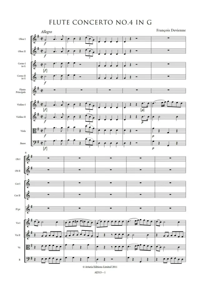 Artaria AE515 Devienne Flötenkonzert G-Dur Noten