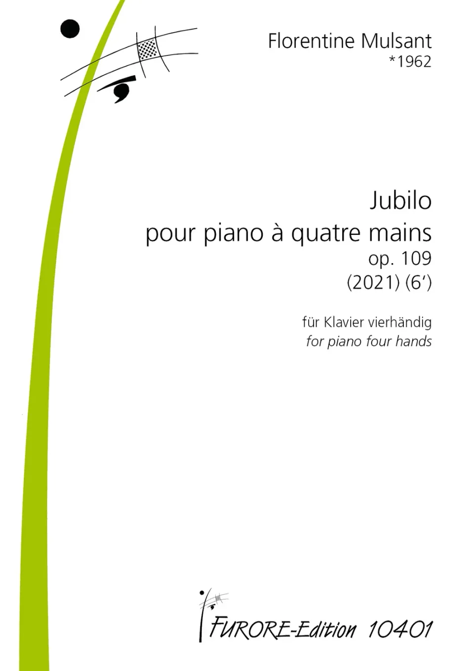 Furore Edition Jubilo op. 109 Klaviernoten vierhändig
