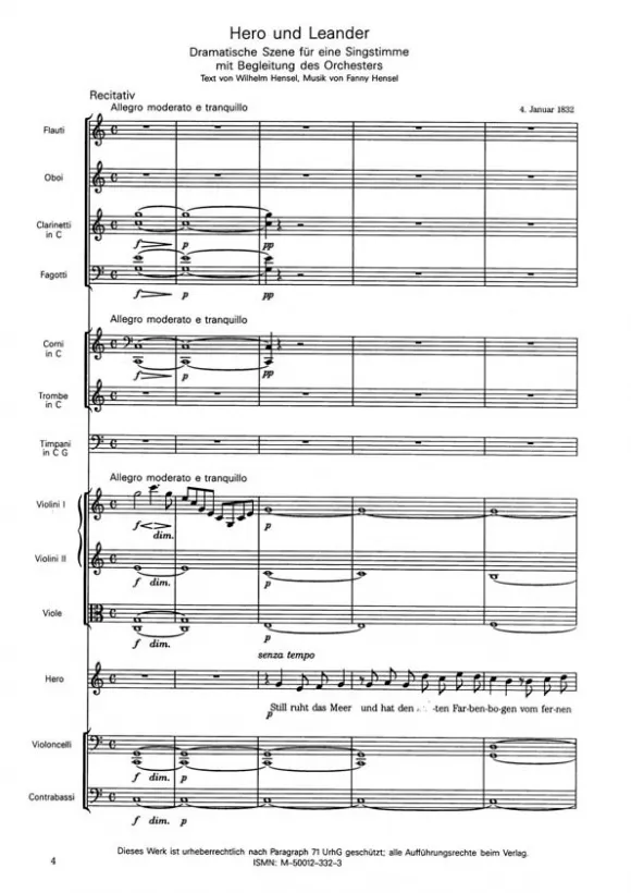 Furore Edition Hero und Leander Kantate für Stimme und Orchester
