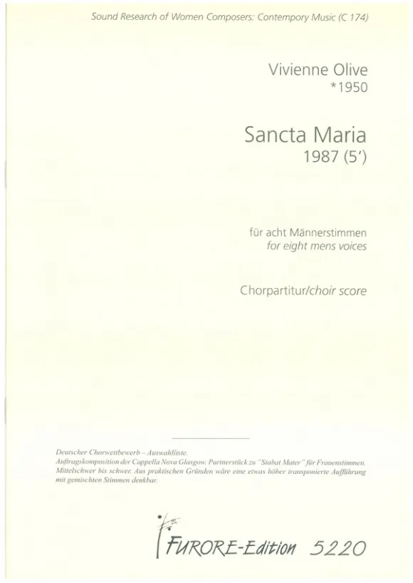 Furore Edition Sancta Maria Männerchor Partitur 8-stimmig