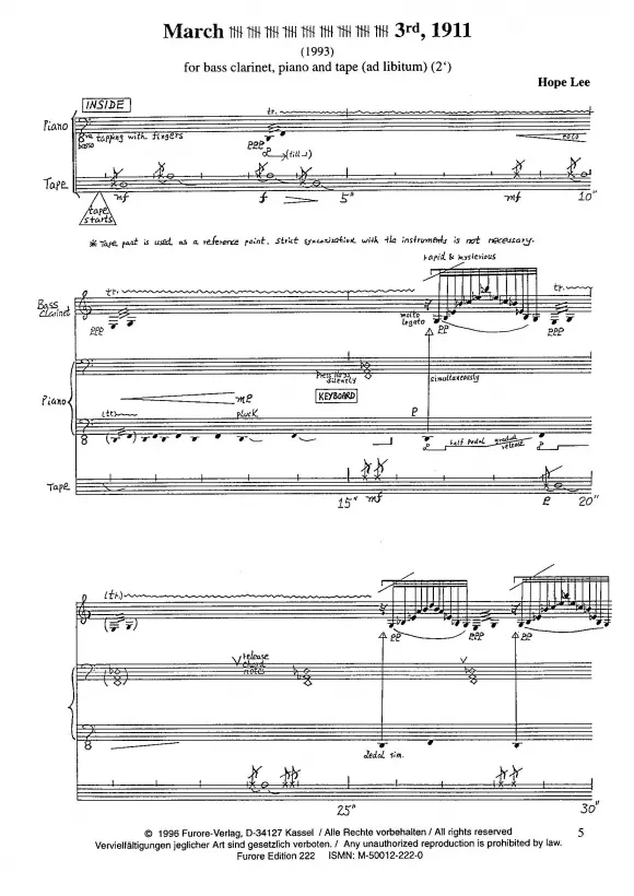 Furore Edition March 3rd, 1911 Partitur und Stimmen für B-Klarinette und Klavier