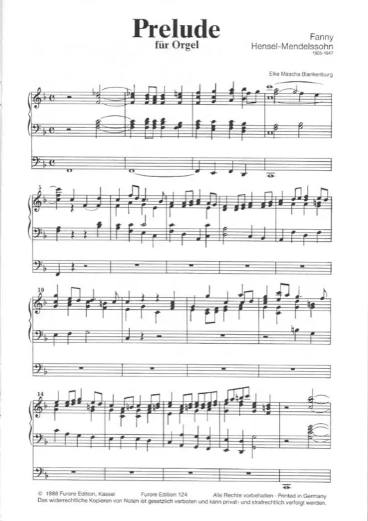 Furore Edition Prelude F-Dur für Orgel