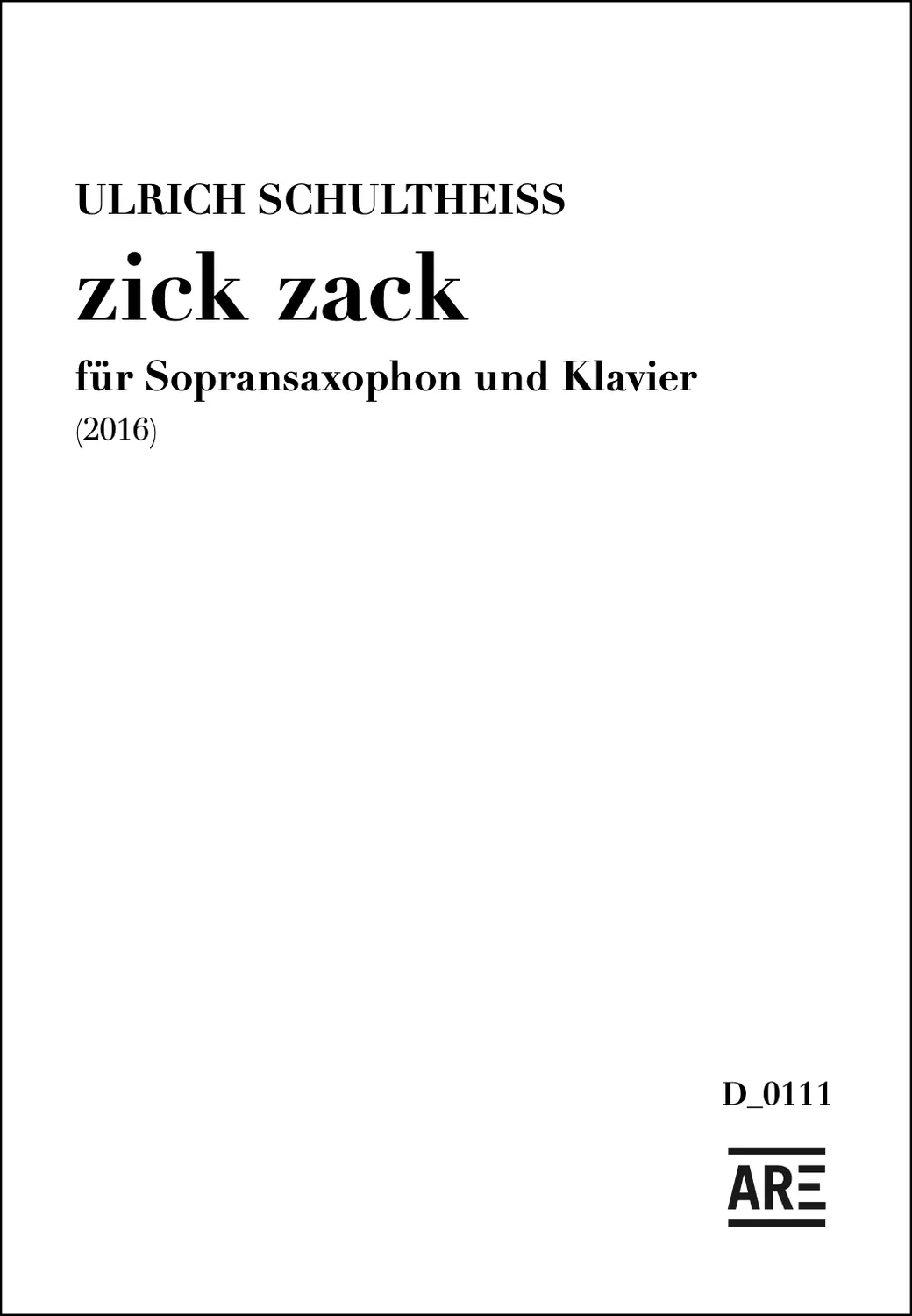 Are Musik Verlag zick zack Duo Noten
