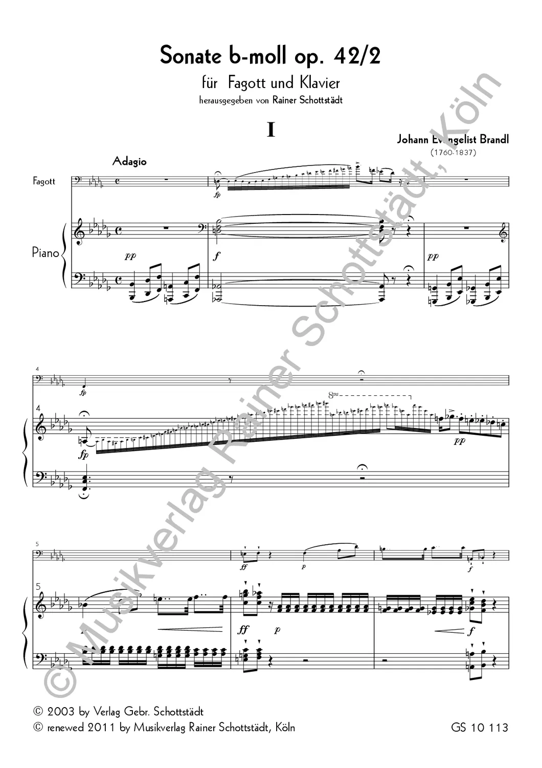 Musikverlag Rainer Schottstädt Sonate b-moll op.42/2 für Fagott und Klavier
