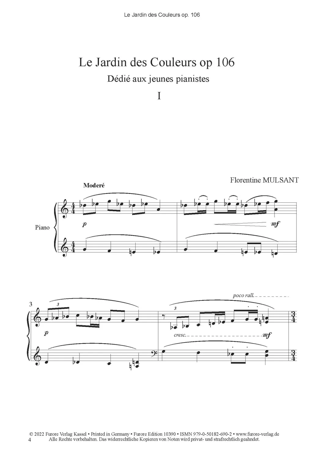 Furore Edition Le Jardin des Couleurs op. 106 Klaviernoten
