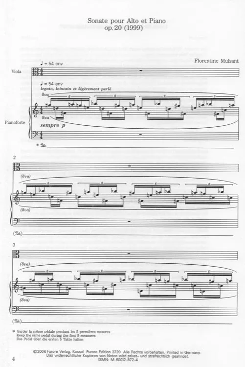 Furore Edition Sonate für Viola und Klavier op. 20 Noten