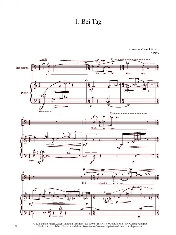 Furore Edition The No-One’s-Rose Drei Lieder für Bassbariton und Klavier