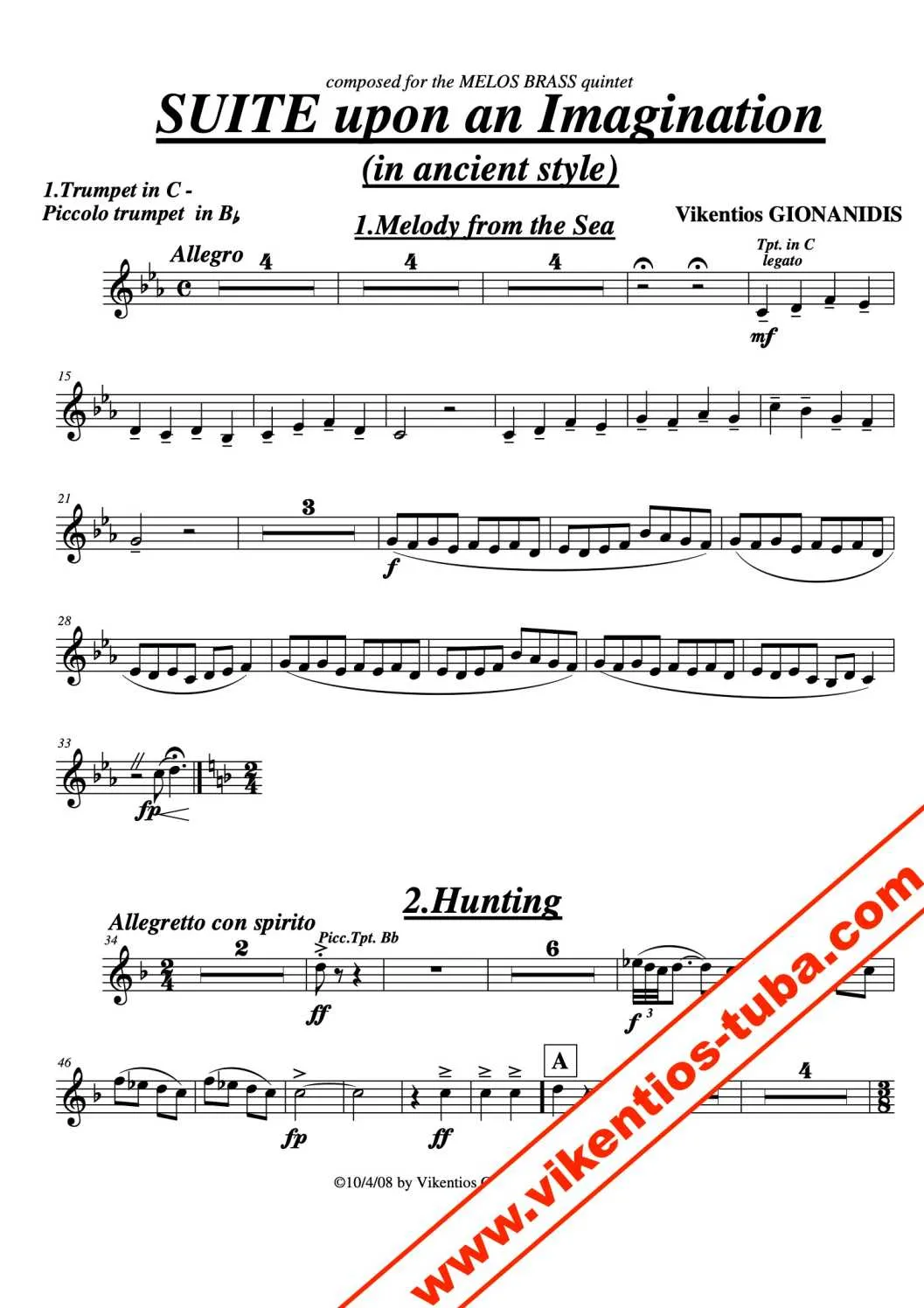 Vikentios Gionanidis Suite upon an Imagination Noten Blechbläserquintett