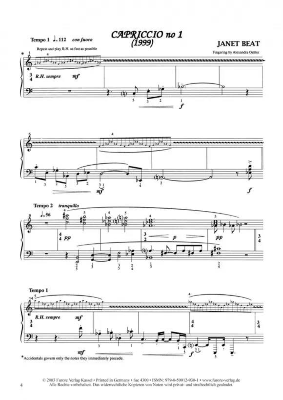 Furore Edition Capriccii vol. 1 Klaviernoten Partitur