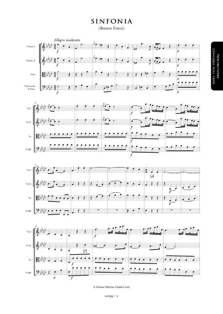 Artaria Ordonez Symphony in F minor (Brown Fm12)