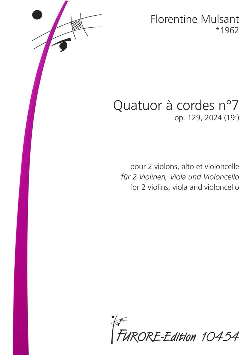 Furore Edition Quatuor à cordes n°7 op.129 Noten Streichquartett