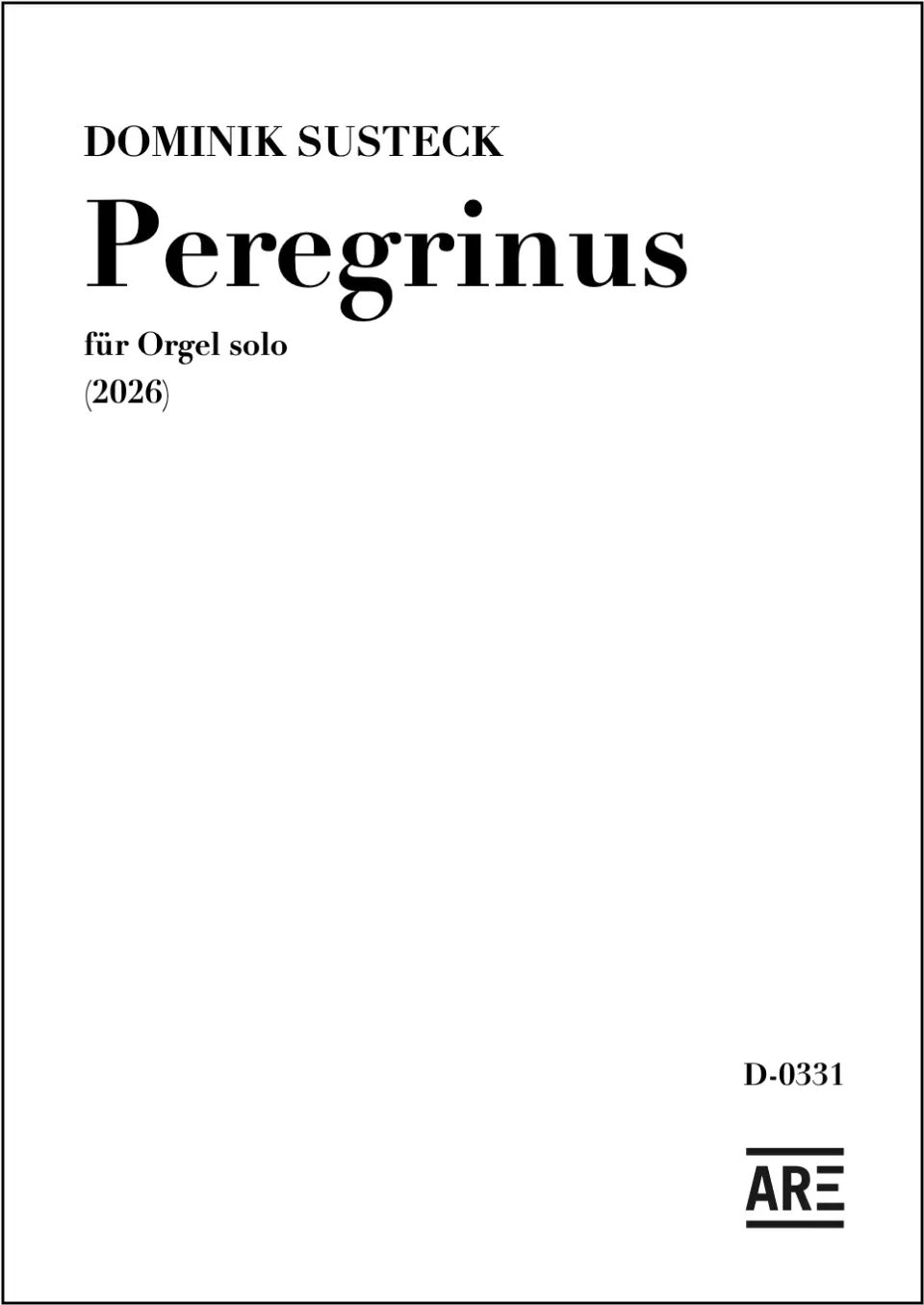 Are Musik Verlag Susteck Peregrinus Orgelnoten 2026