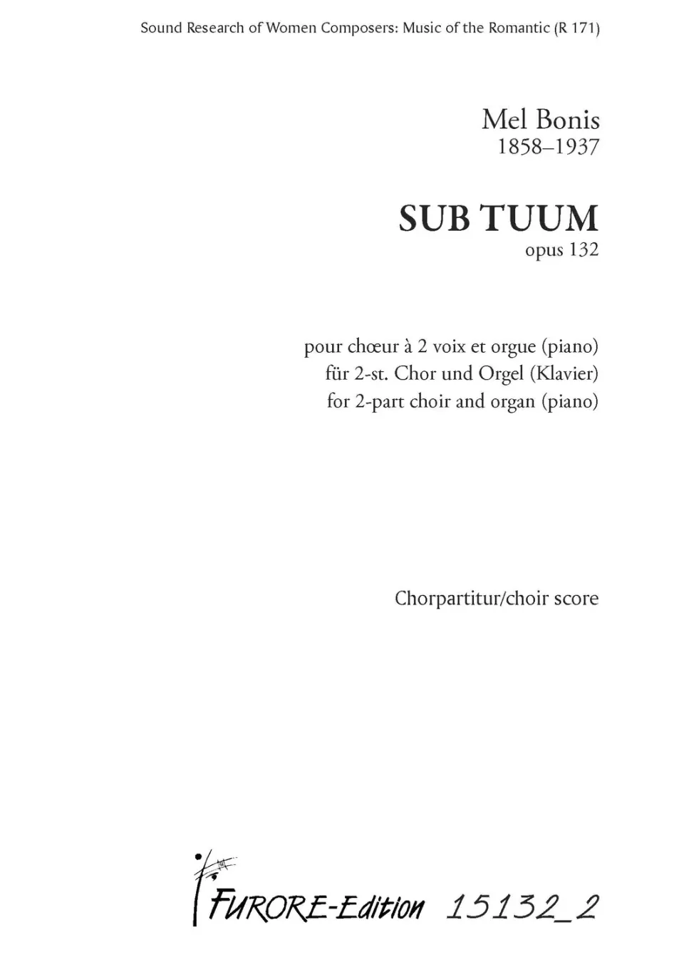 Furore Edition SUB TUUM opus 132 Noten für Frauenchor und Orgel