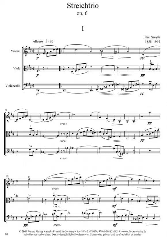 Furore Edition Streichtrio op. 6 Noten Violine Viola Cello D-Dur