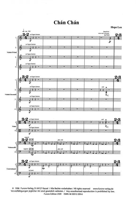 Furore Edition Onomatopoeia: Chan Chan Partitur für Streichorchester Mietmaterial