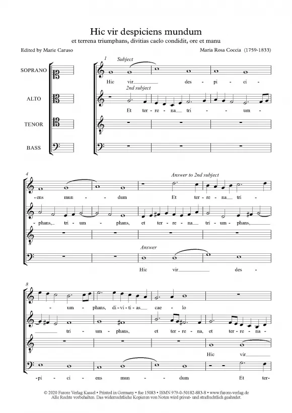 Furore Edition Annuntiate Ten Extemporaneous Fugues Noten