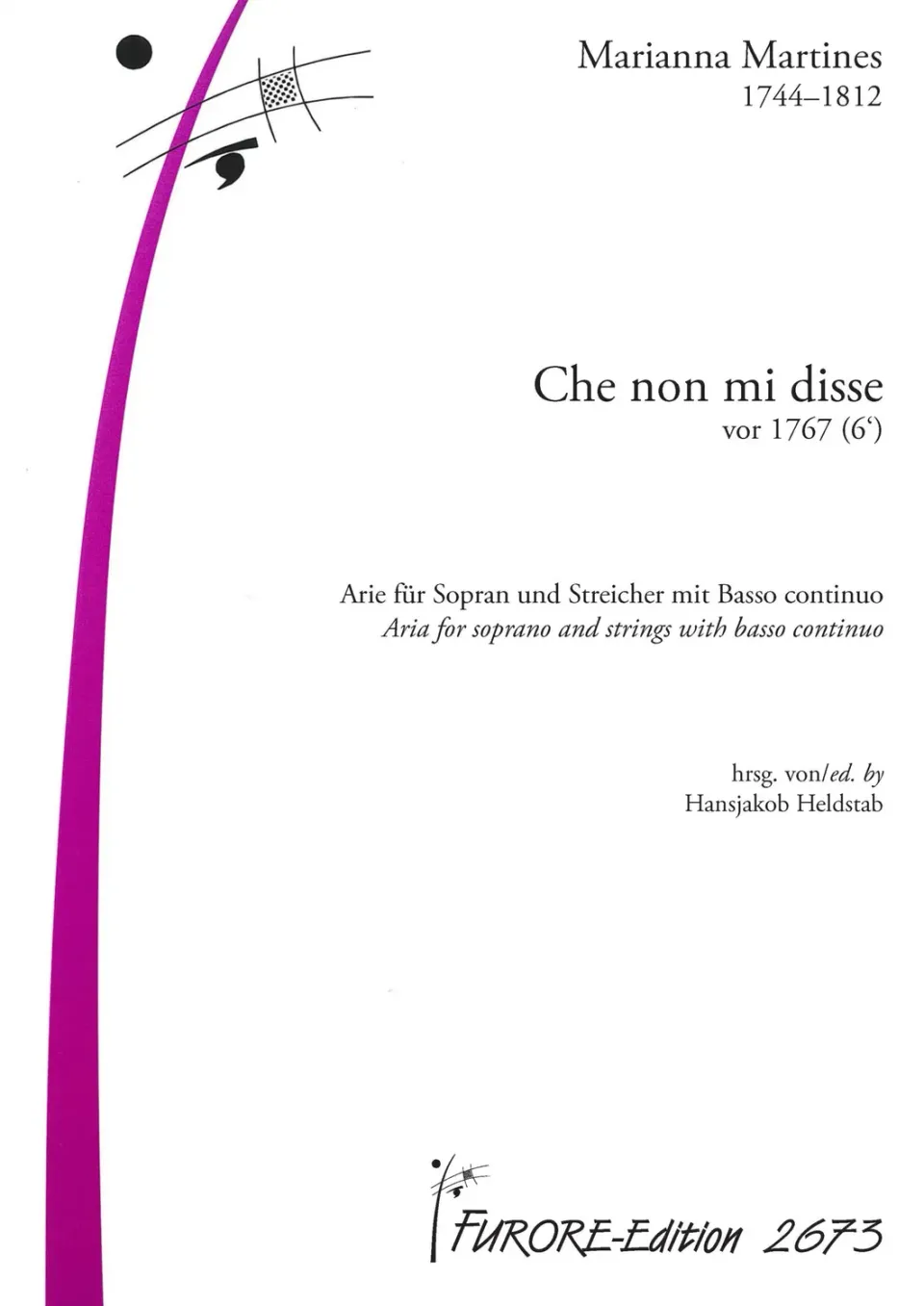 Furore Edition Che non mi disse Arie Noten Sopran Streicher