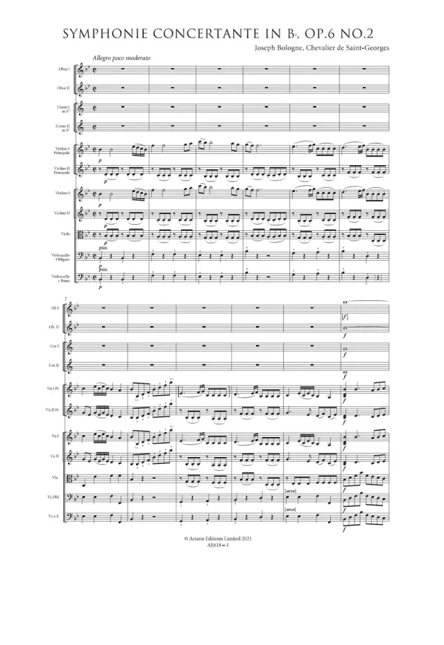 Artaria Saint-Georges Op.6 Nr.2 Partitur für 2 Violinen