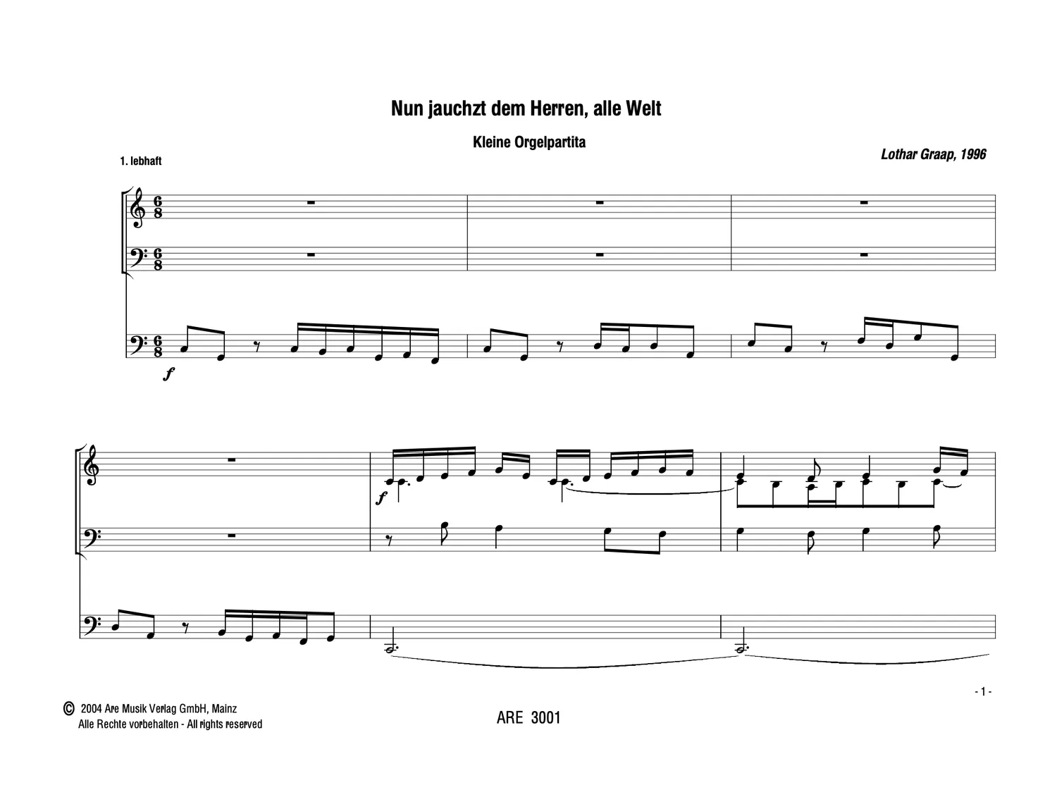 Are Musik Verlag Graap Nun jauchzt Orgelnoten Choralspiel