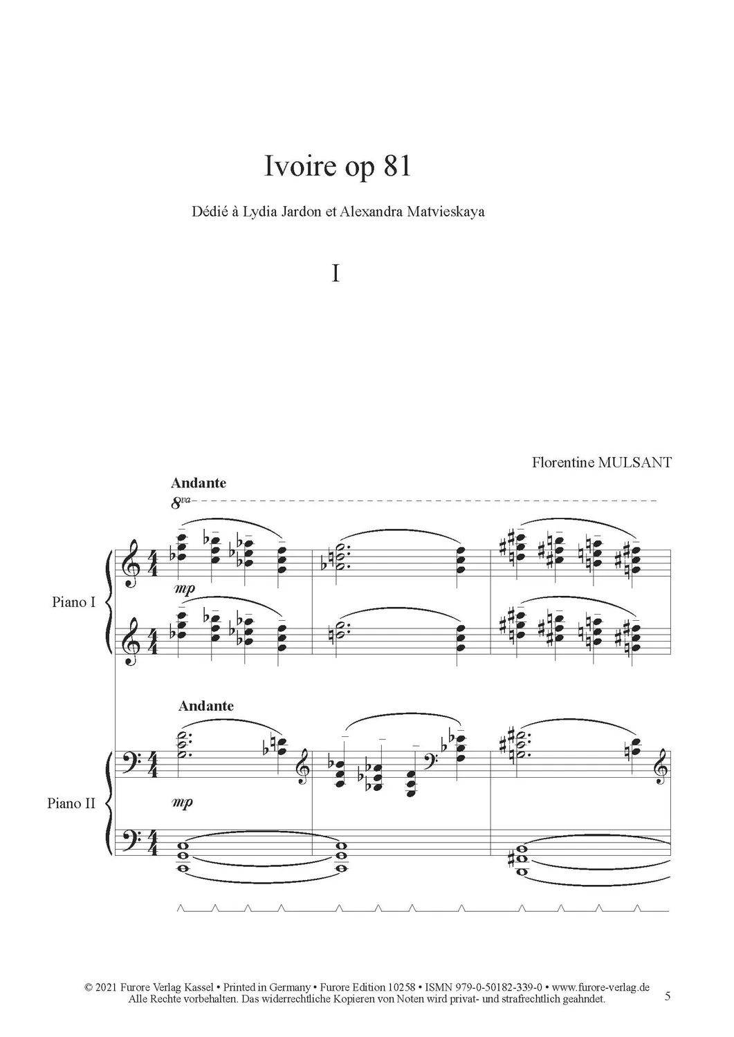 Furore Edition Ivoire op. 81 Noten Klavierduo 11 Min.