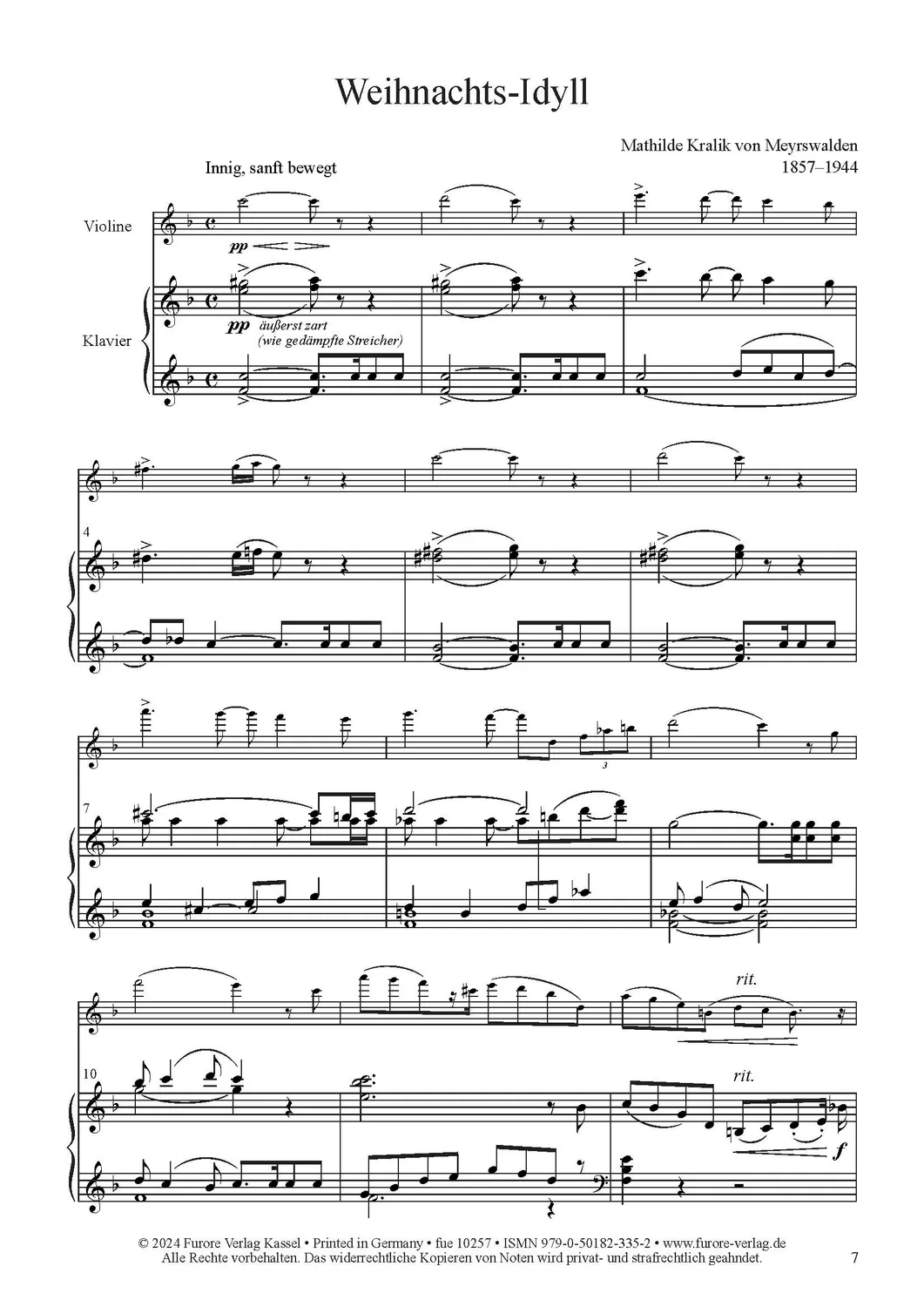 Furore Edition Weihnachts-Idyll Violinnoten Violine Klavier