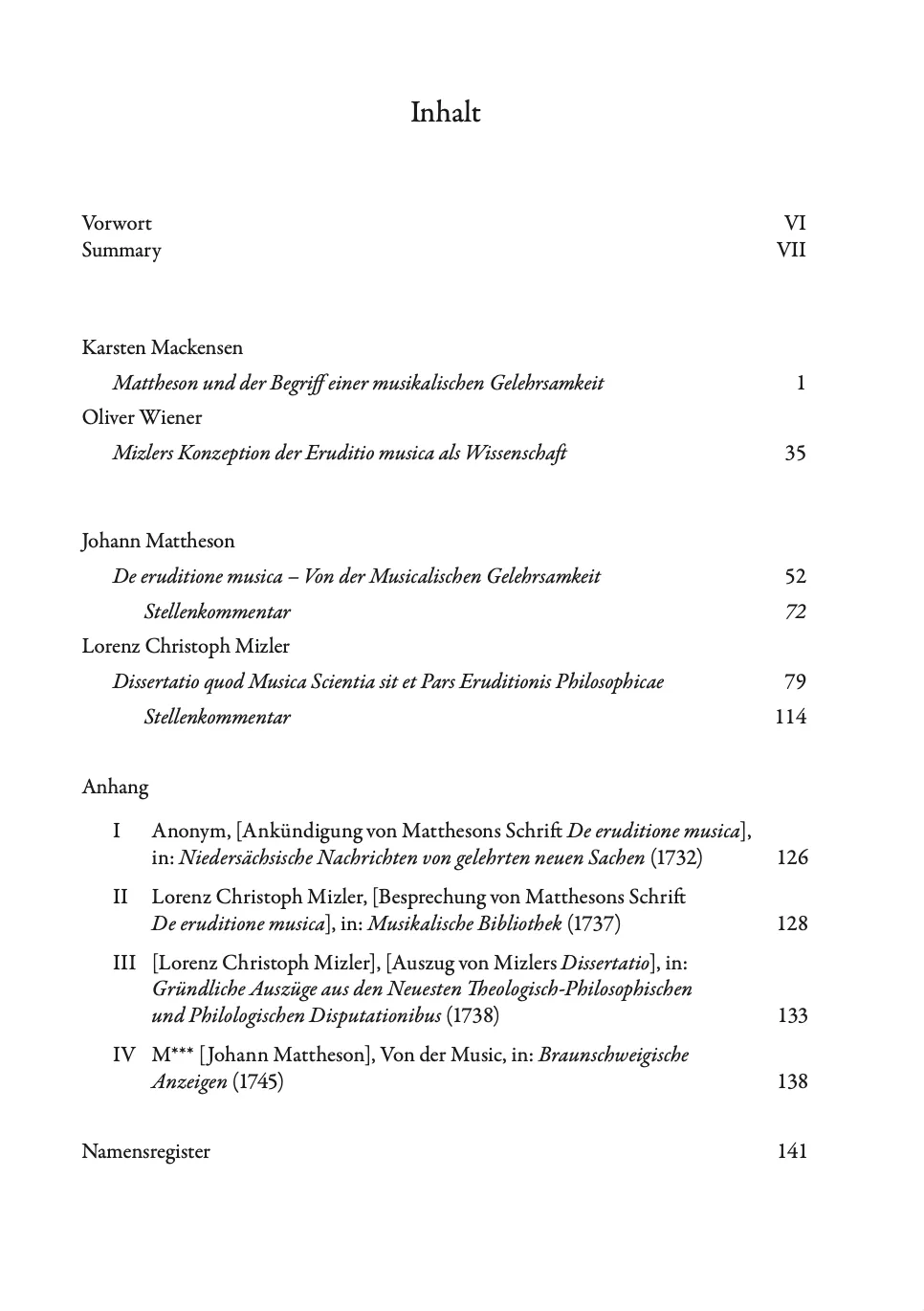 Are Musik Verlag Mattheson Mizler Konzeptionen Buch Musikwissen