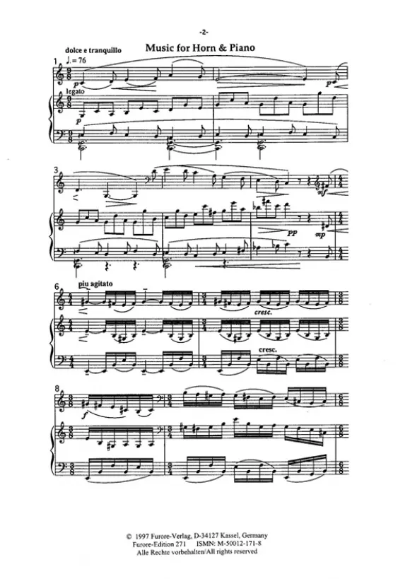 Furore Edition Music for Horn & Piano Noten für Horn und Klavier