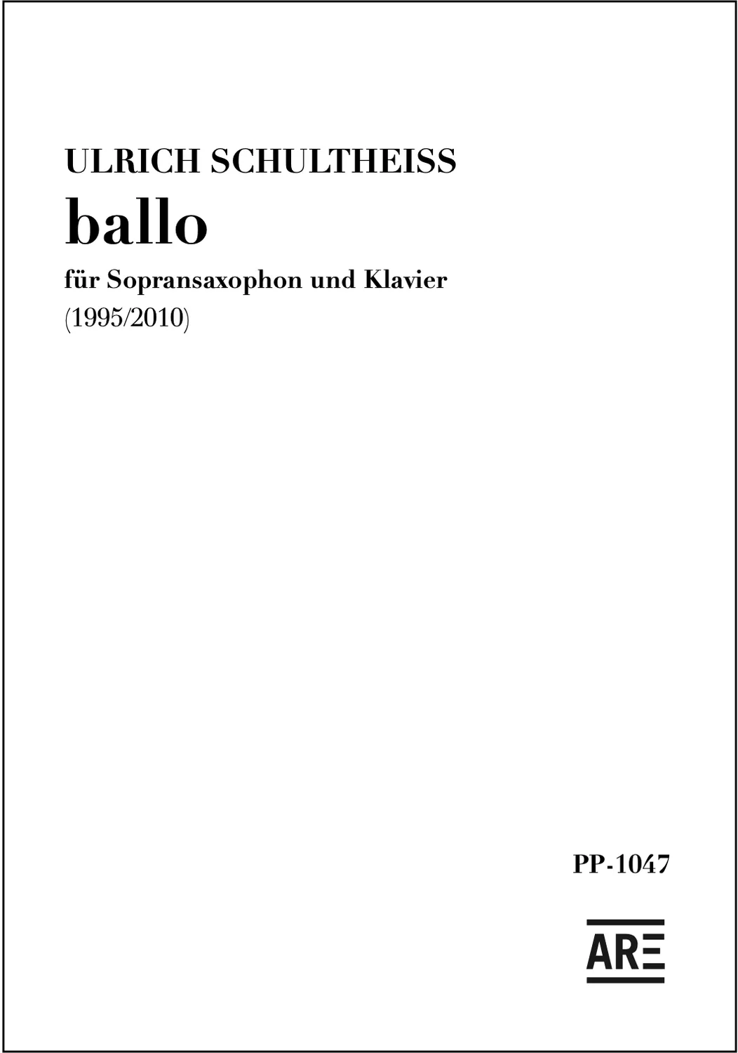 Are Musik Verlag Schultheiss ballo Noten