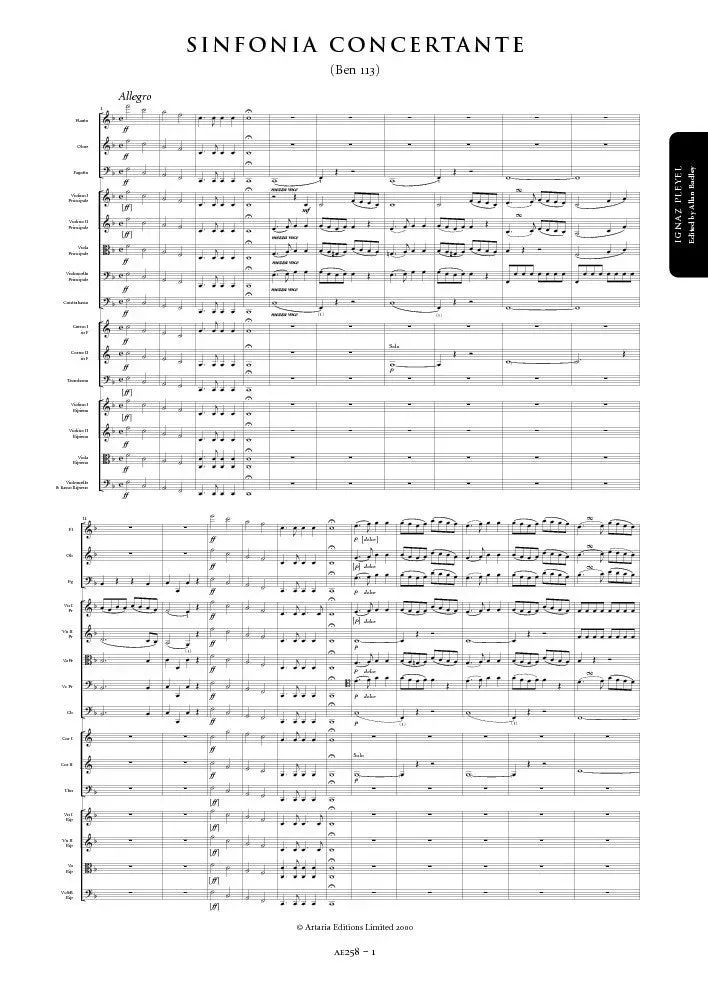 Artaria Pleyel Sinfonia Concertante in F major (Benton 113)