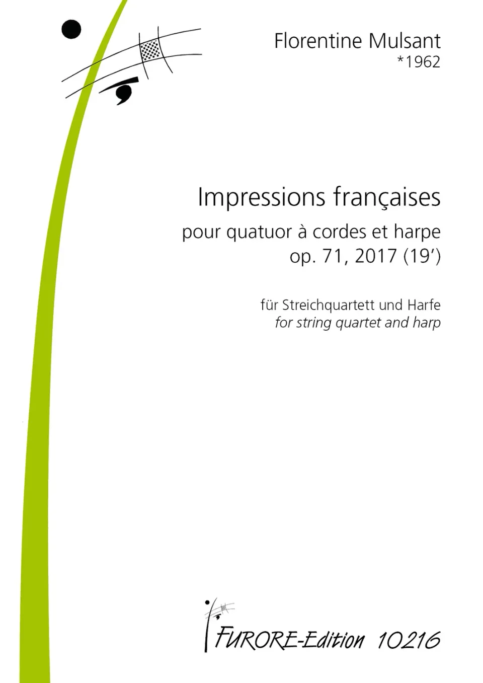 Furore Edition Impressions françaises op. 71 Streichquartett mit Harfe